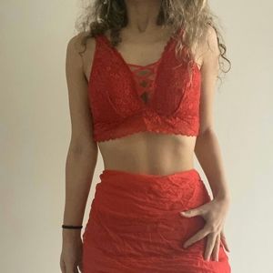(5 for $35) Red Lace Bralette Size Small